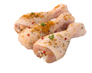 Savory chicken drumsticks seasoned with herbs and spices, ready for culinary delights and flavorful meals at home or in the kitchen Generative AI