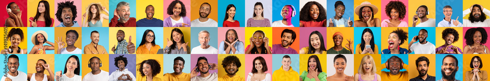 Poster this vibrant collage features a joyful assembly of faces from diverse backgrounds, each portraying h
