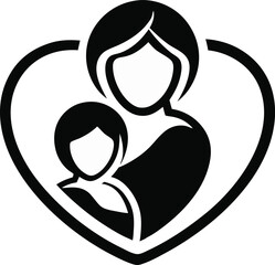 Mom and baby logo vector art design