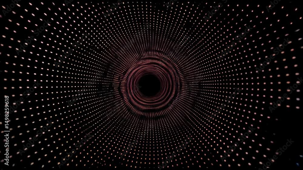 Poster Abstract circular pattern with dots in dark background
