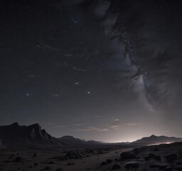Dark night sky, countless twinkling stars, distant galaxy ,  black,  deep space background