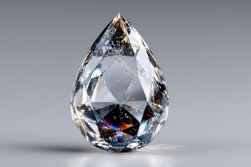 Sparkling Teardrop Diamond A Stunning Faceted Gemstone with Luminous Reflections and Prismatic