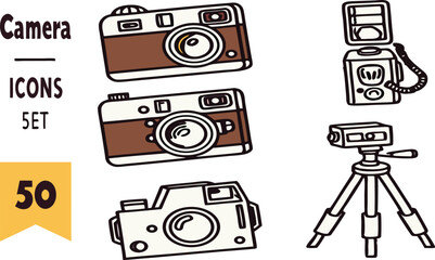 set of vintage cameras
