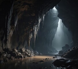 Dark, dripping cave; stalactites, grunge, underground, modern, damp,  underground,  water,  macro