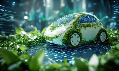 緑に覆われた未来型電気自動車