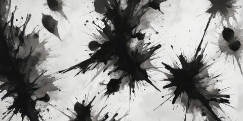 Edgy ink blotches, sharp angles, distressed paper texture, high contrast,  stain,  element,  stroke