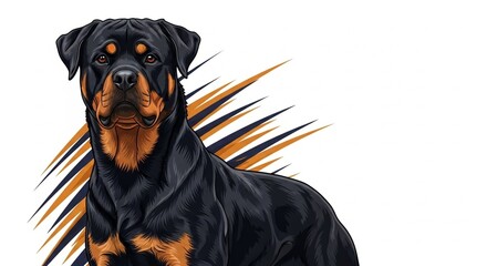 Obraz premium Realistic dog animal illustration with a stylized graphic behind the animal with a white background generated by AI
