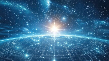 Obraz premium Futuristic Digital Planet A Stunning Sci-Fi Landscape