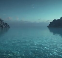 Gentle ombre from pale sky blue to deep aquamarine, evokes tranquil underwater scene ,  tranquil,  color,  horizon