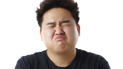Obraz premium 顔をしかめる若い男性のコミカルな表情