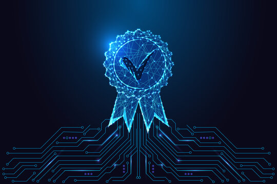 Digital trust and online certification concept with check badge, vector illustration