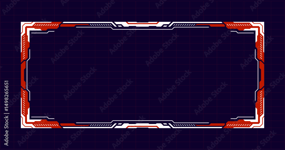 Poster red frame abstract futuristic hud digital border design against a dark background