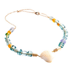 Modern Anklet with Geometric Glass Beads Isolated on Transparent Background