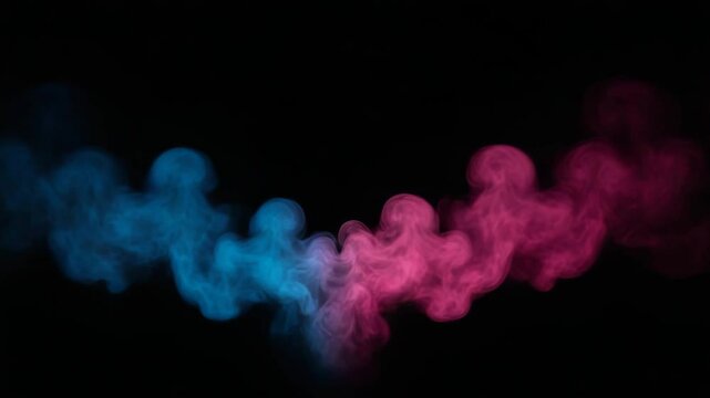 Humo azul y rosa sobre fondo negro &ndash; fondo abstracto para dise&ntilde;o visual y efectos de video

