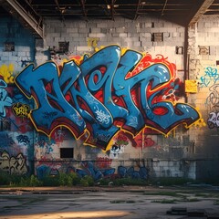Colorful youth culture urban street art painting on a concrete wall
