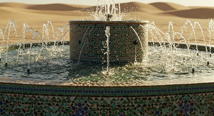 Decorative fountain with water spraying outward