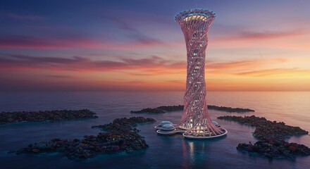 Obraz premium Pastel pink sky over tranquil landscape at dusk