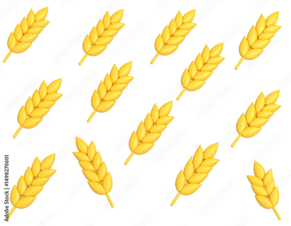 Poster golden wheat stalks arranged in a repeating pattern on a black background