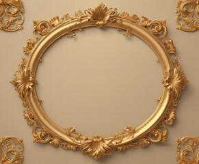 Elegant gold oval floral frame encircles a regal crest , design, luxury