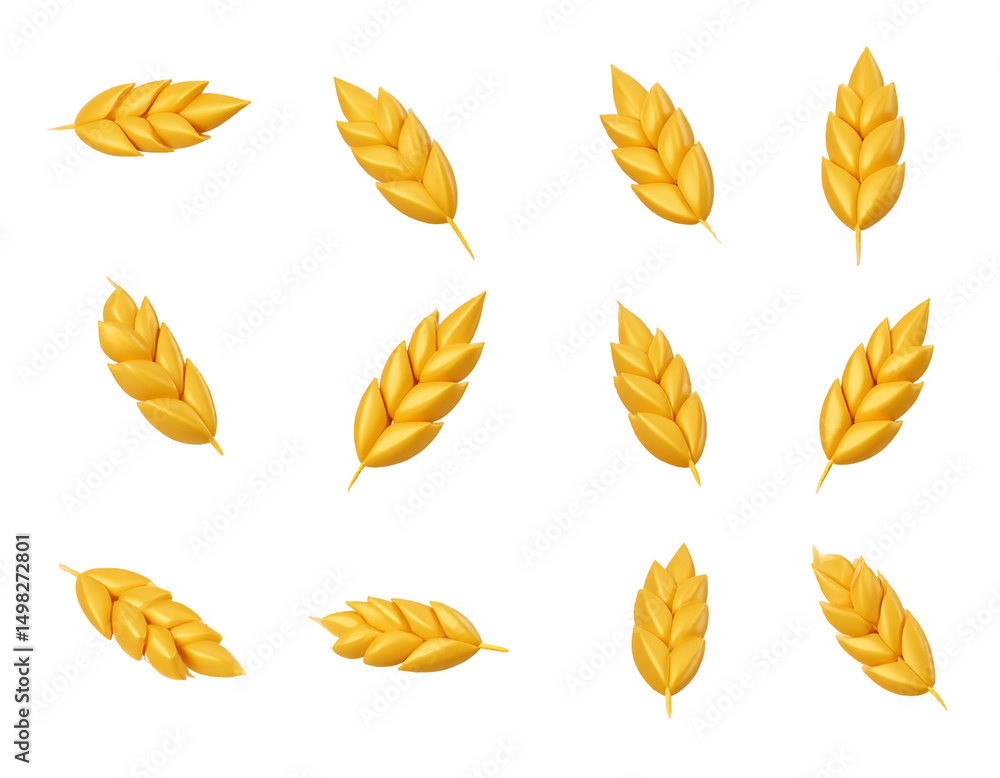 Poster golden wheat ears arranged in a grid pattern