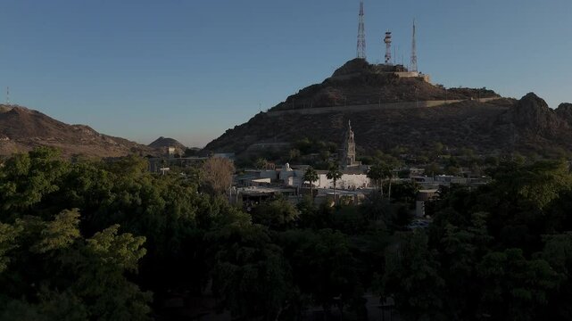 Campana hill dominating hermosillo skyline in sonora, mexico