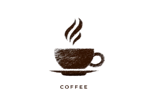 Steaming Coffee Cup Illustration with Textured Design for Culinary and Beverage Themes - Powered by Adobe
