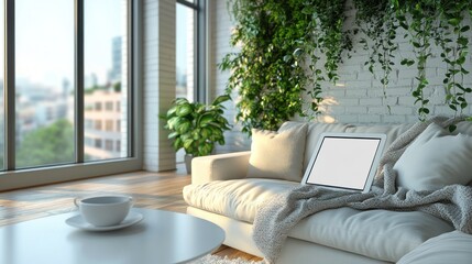 Cozy Apartment Living Room with Greenery Wall