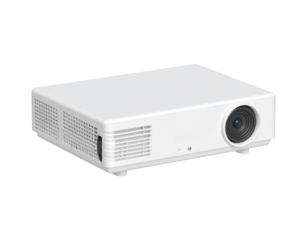 Compact white projector, ideal for presentations and home entertainment