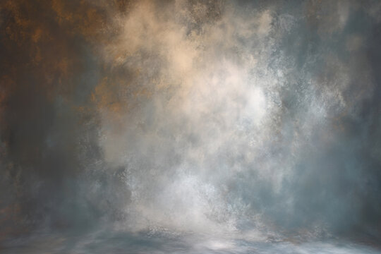 Light blue studio painted backdrop. Canvas background on the wall and on the floor with a soft transition.