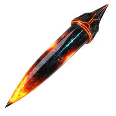 A Glowing Plasma Core Arrow with Black Hole Texture Isolated on Transparent Background