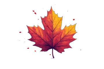 Vibrant Autumn Maple Leaf with Rich Colors and Speckles Ideal for Seasonal Designs