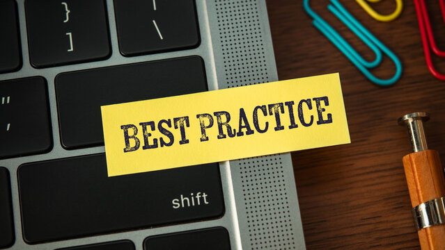 There is sticky note with the word Best Practice. It is as an eye-catching image.