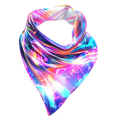 Futuristic Cooling Bandana with Neon Digital Print Isolated on Transparent Background