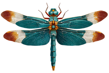 Vibrant Dragonfly with Detailed Wings and Intricate Patterns for Nature and Design Projects