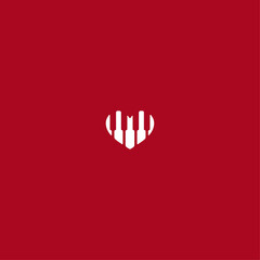 Music love logo icon flat vector design