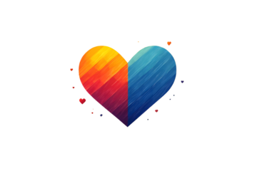 Vibrant Heart Design with Gradient Colors and Pixel Art Texture for Love Romance and Emotion