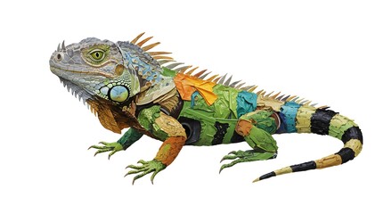 Obraz premium Iguana art made of recycled material