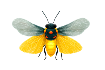Vibrant Insect with Yellow and Blue Wings Detailed Illustration for Nature and Wildlife Themes