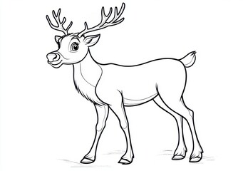 線画の鹿、雄鹿、角、野生動物、イラストレーション