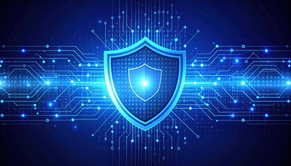 Obraz premium Cybersecurity shield with binary code overlay