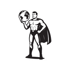 Fototapeta premium Super Hero Holding Globe Vector