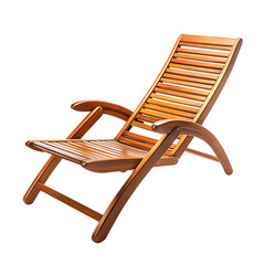 Elegant Modern Wooden Beach Chair with a Compact Frame Isolated on Transparent Background