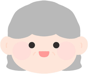 가족 가족구성원 노인 노약자 얼굴 캐릭터 웃고 있는 귀여운 할머니 일러스트