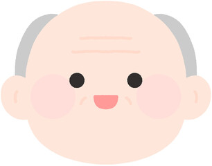 가족 가족구성원 노인 노약자 얼굴 캐릭터 웃고 있는 귀여운 할아버지 일러스트