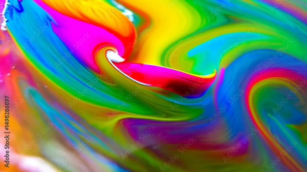 Aufkleber fluid abstract background with swirling rainbow colored paint, colorful vibrant gradients and dynami