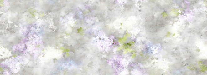 Purple blooms on a textured concrete background. - Seamless , pattern , background , tile