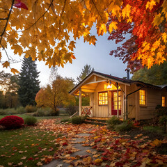 house in autumn forest