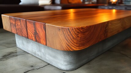 Sleek modern coffee table blending wood and metal, perfect minimalist centerpiece for any room