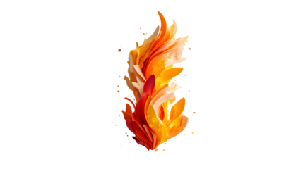 A glowing 3D flame icon with fiery red and orange hues, symbolizing passion and energy, shown on white --ar 16:9 --v 7.0 --s 750