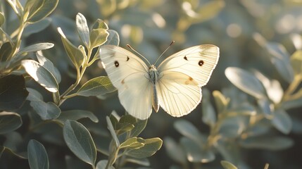 Butterfly hidden among leaves wings softly illuminated by side lighting The macro lens and handheld shooting capture the intricate details while the partial shade adds a sense of mystery to the scene